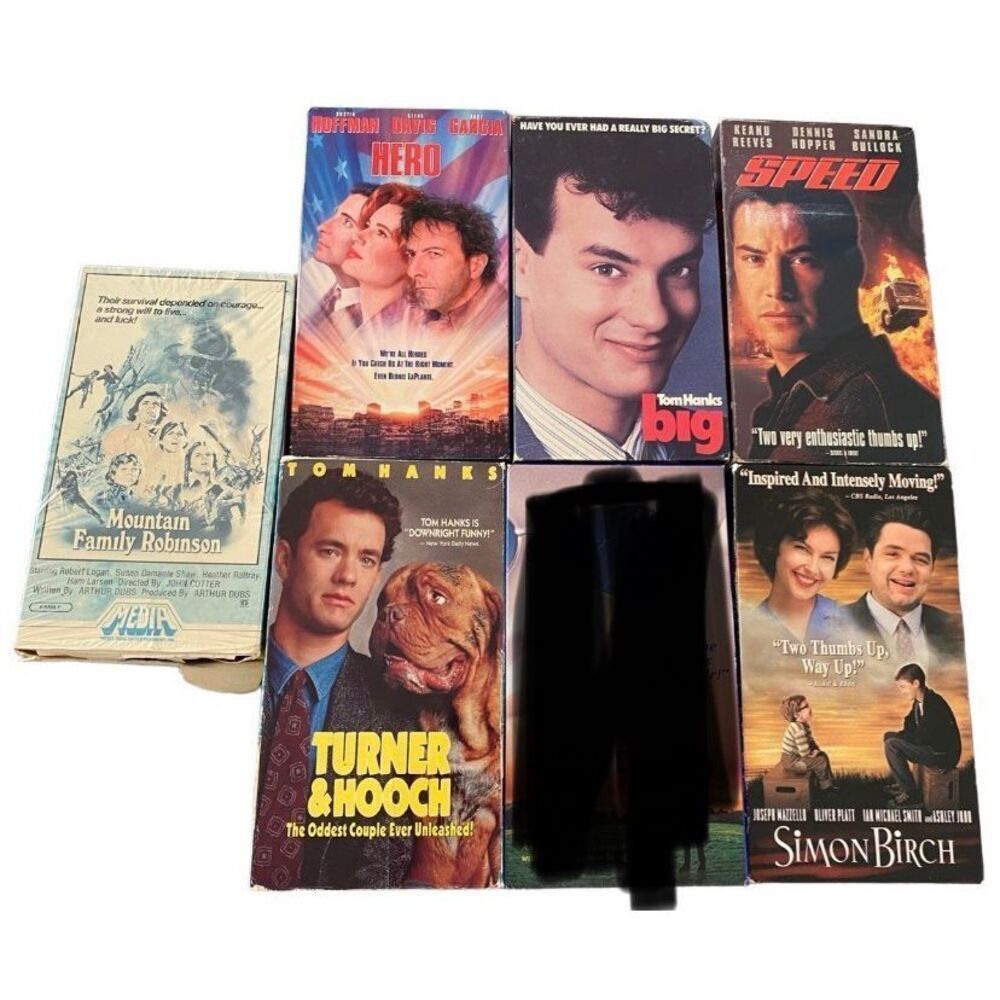 Lot of 6 VHS Tapes Speed Turner & Hooch Vintage Movies 80s 90s Y2K Family Kids E